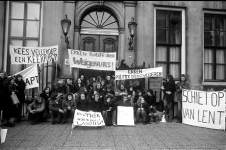 Demonstratie voor vrijlating van Kees Vellekoop (die om politieke redenen dienst, Bestanddeelnr 927-6218
