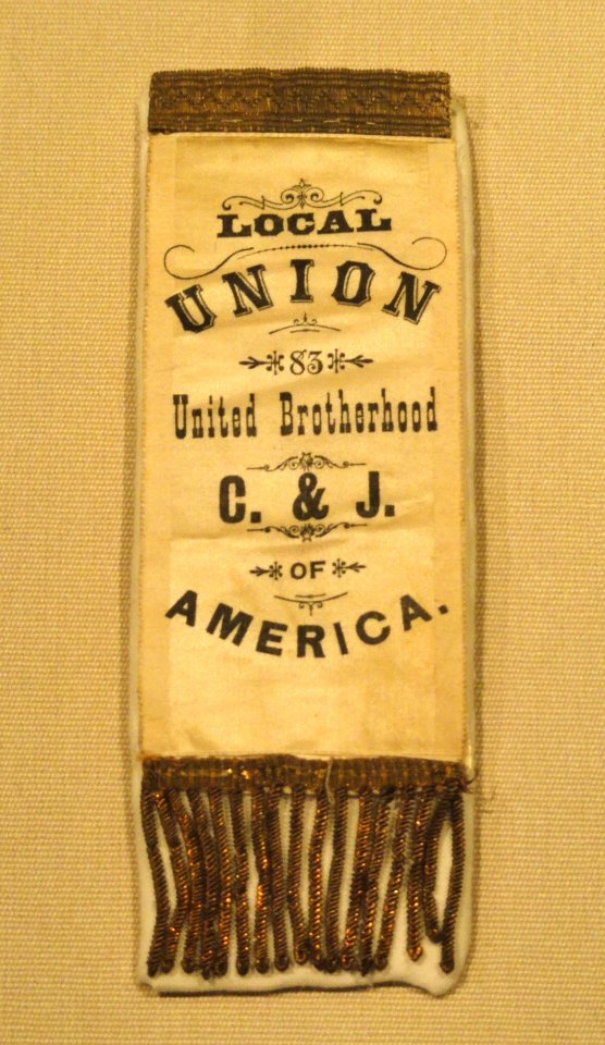 Delegate's badge, 1893, from the United Brotherhood of Carpenters and Joiners Convention - National Museum of American History - DSC06213