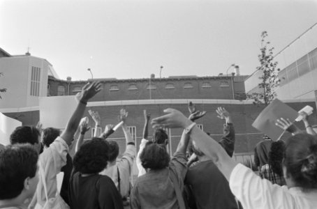 Demonstratie bij gevangenis Havenstraat in Amsterdam in verband met problemen da, Bestanddeelnr 934-0673