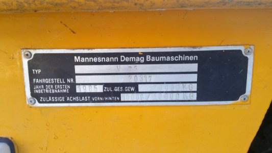 Demag v73 typschild