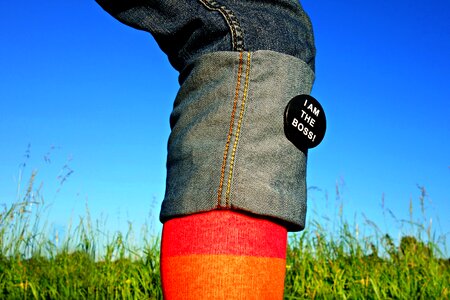 Female walking jeans photo