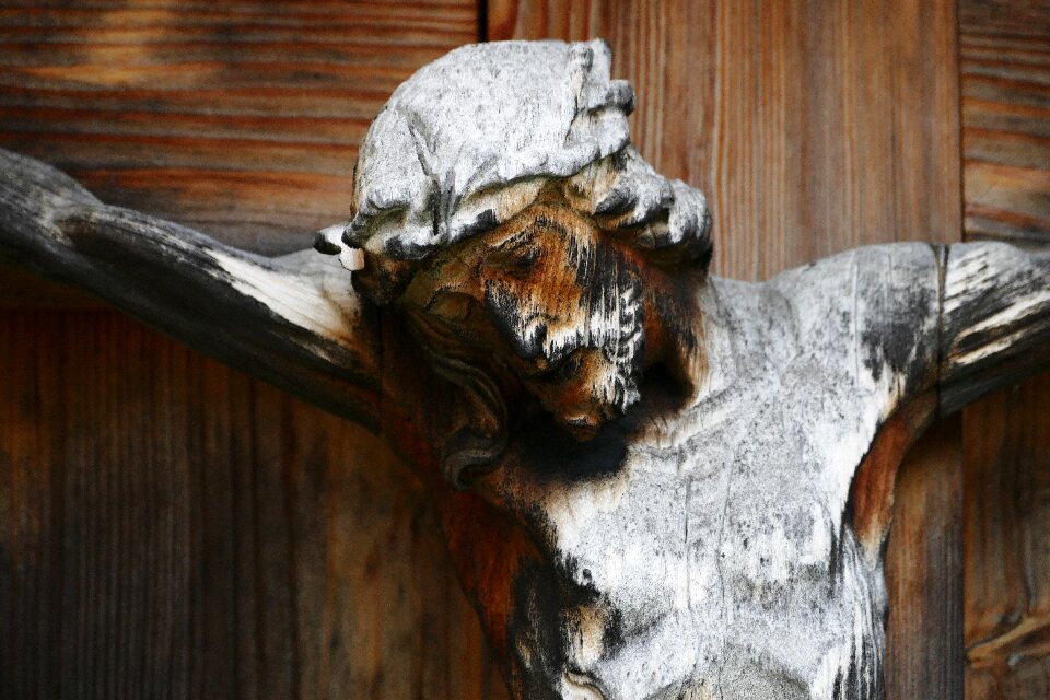 Carved wooden cross cemetery