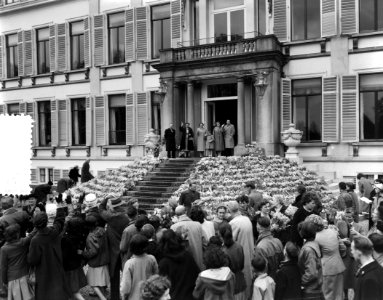 Defilé langs paleis Soestdijk ter gelegenheid van de verjaardag van koningin Jul, Bestanddeelnr 907-7265