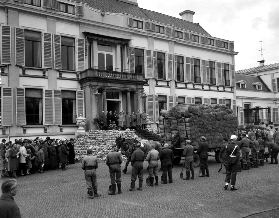 Defilé langs de koninklijke familie op het bordes van paleis Soestdijk, Bestanddeelnr 907-7277