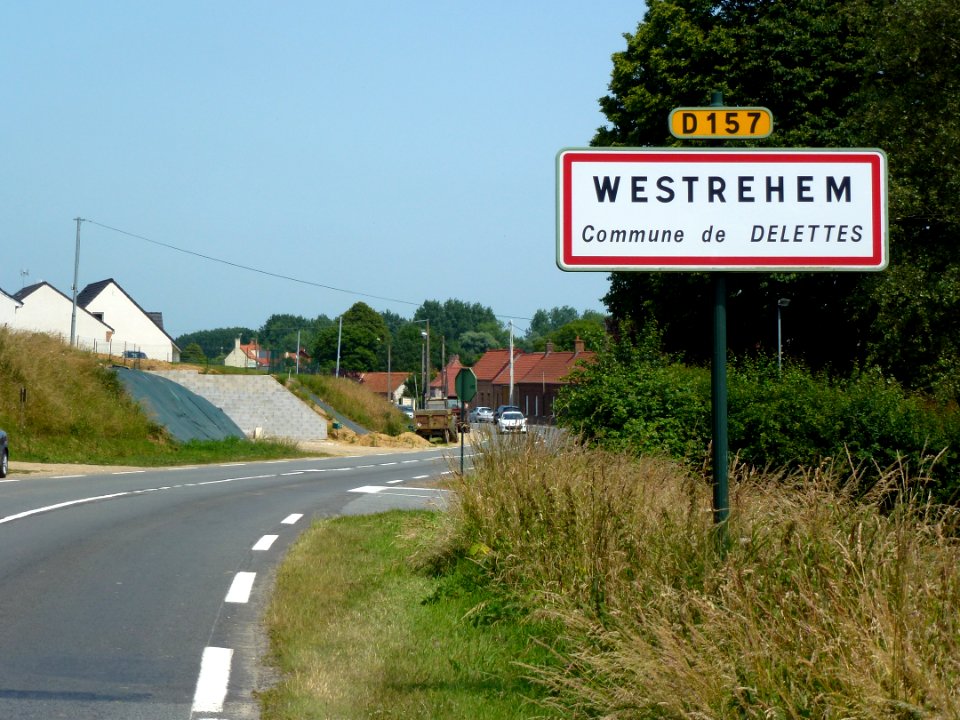 Delettes (Pas-de-Calais) city limit sign Westrehem