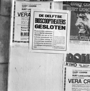 Delftse bioscopen zijn gesloten ivm hoge vermakelijkheidsbelasting, Bestanddeelnr 911-9456