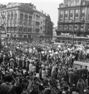 Demonstratie in Brussel. Demonstratie in de straten, Bestanddeelnr 913-0840