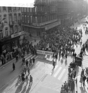 Demonstratie in Brussel. Demonstratie in de straten, Bestanddeelnr 913-0834