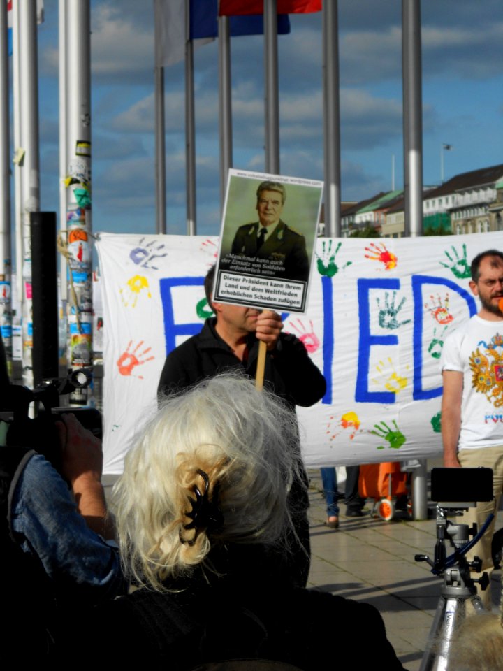 Demonstrant bei Monatgsdemo Juni 2014