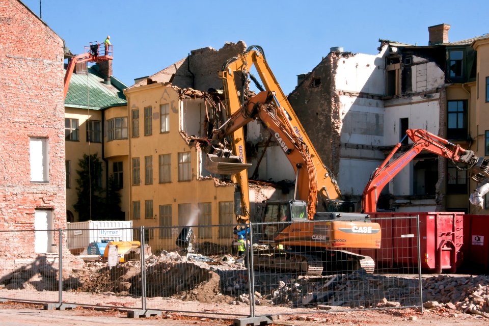 Demolition work in Kristianstad