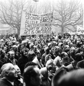 Demonstranten met spandoeken, Bestanddeelnr 927-0501