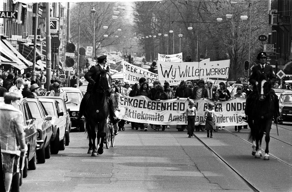 Demonstratie en manifestatie ABOP voor meer werkgelegenheid in een beter onderw, Bestanddeelnr 929-6827