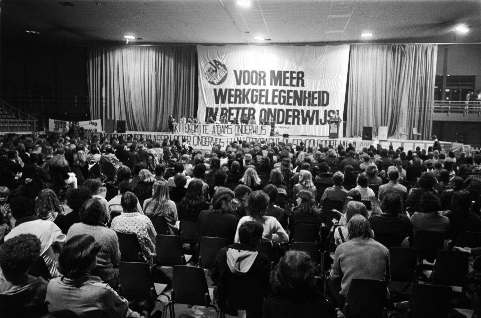 Demonstratie en manifestatie ABOP voor meer werkgelegenheid in een beter onderw, Bestanddeelnr 929-6829