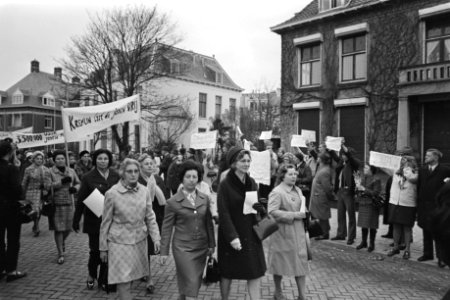 Demonstranten met op de achtergrond pro-Russische demonstranten, Bestanddeelnr 924-4726