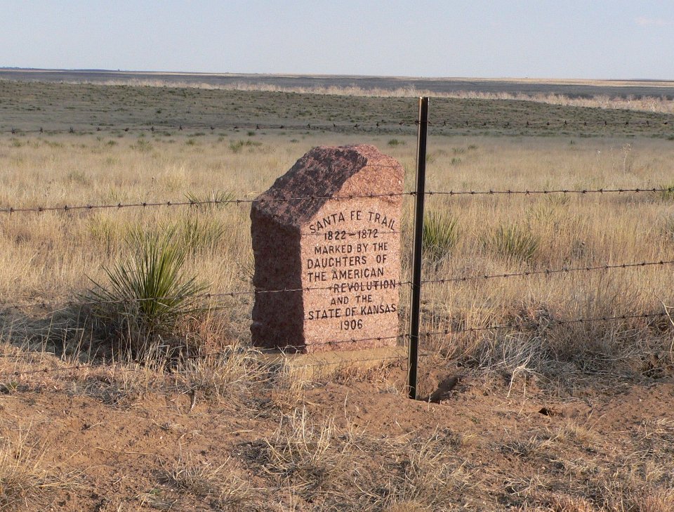 DAR Santa Fe Trail marker, E side Morton County Rd 16 - 1
