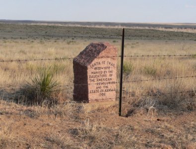 DAR Santa Fe Trail marker, E side Morton County Rd 16 - 1