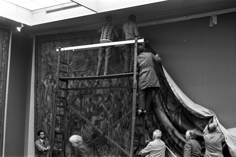 David en Bathseba, tien Brusselse wandtapijten worden opgehangen in Rijksmuseum, Bestanddeelnr 926-1150