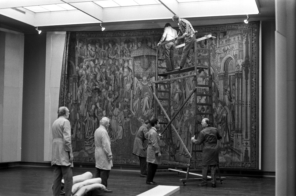 David en Bathseba, tien Brusselse wandtapijten worden opgehangen in Rijksmuseum, Bestanddeelnr 926-1147