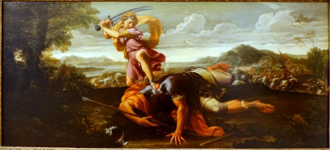 David and Goliath by Guillaime Courtois, 1650-1660, oil on canvas - Musei Capitolini - Rome, Italy - DSC05963