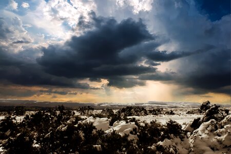 Countryside snow hills