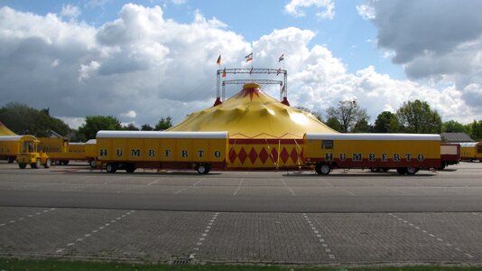 Circus cars circus tent yellow red photo