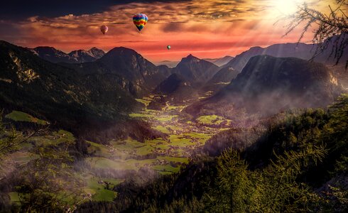 Romantic light beam landscape