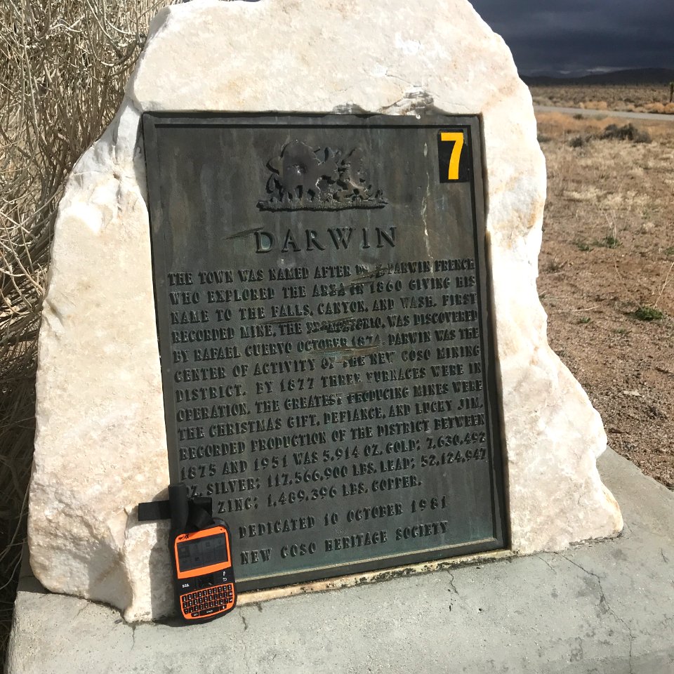 Darwin Historic Marker at the Intersection of HWY 190 and Darwin Road