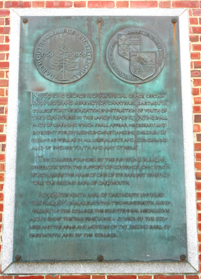 Dartmouth College Bicentennial plaque - Dartmouth College - DSC04649