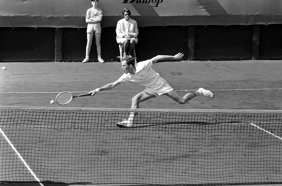 Davis-cup Nederland, Tom Okker in aktie, Bestanddeelnr 919-0893