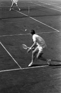 Davis-cup Nederland, Jan Hager in aktie, Bestanddeelnr 919-0897
