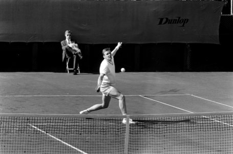 Davis-cup Nederland, Jan Hager in aktie, Bestanddeelnr 919-0899