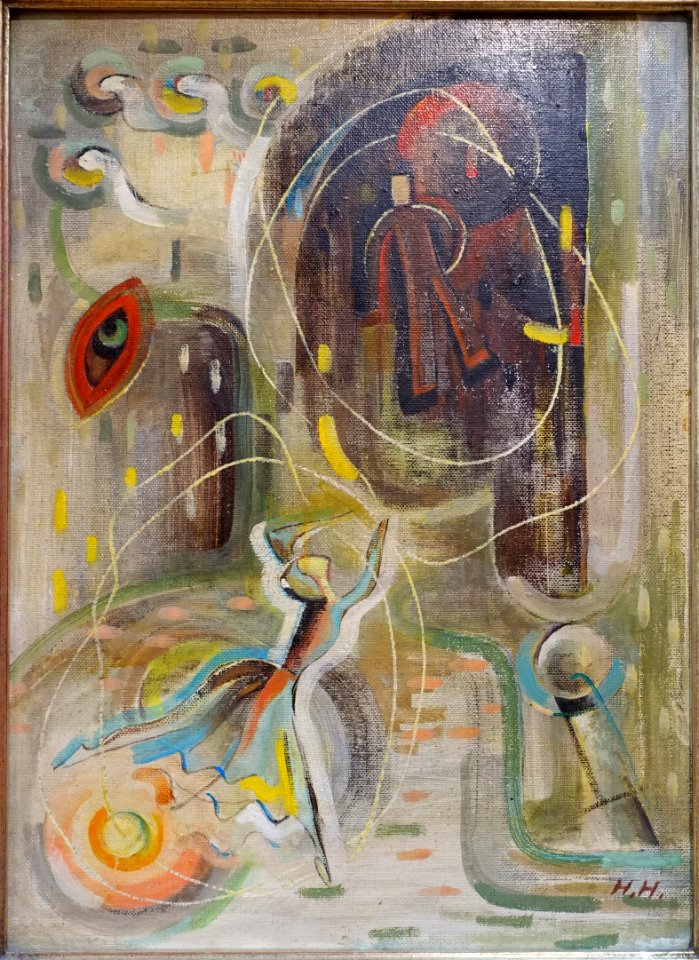 Dancing into the Dark, by Hannah Hoch, 1919, oil on cardboard - Germanisches Nationalmuseum - Nuremberg, Germany - DSC02374