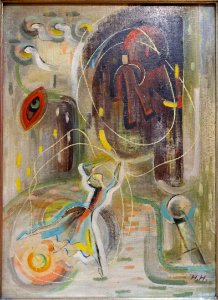 Dancing into the Dark, by Hannah Hoch, 1919, oil on cardboard - Germanisches Nationalmuseum - Nuremberg, Germany - DSC02374