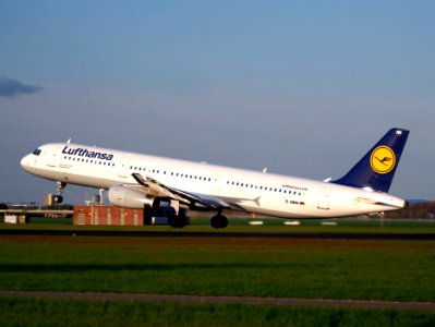 D-AIRN Lufthansa Airbus A321-131 takeoff from Polderbaan, Schiphol (AMS - EHAM) at sunset, pic2 photo