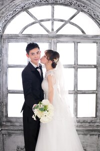 Romantic bride the groom