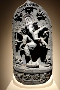 Dancing Ganesha, India, Pala Period, late 11th century AD, black stone - Chazen Museum of Art - DSC01706