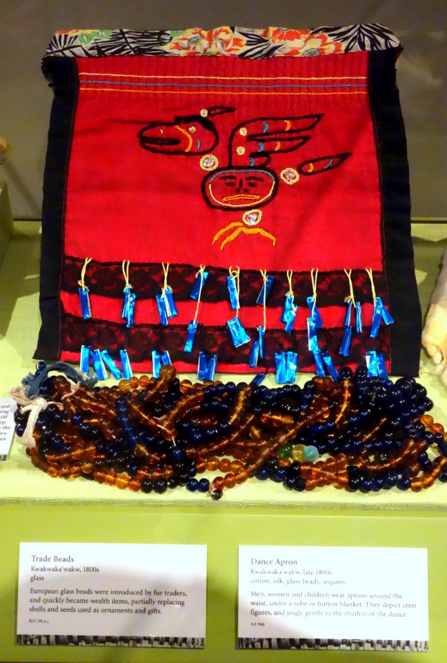 Dance apron, Kwakwaka'wakw, late 1800s, cotton, silk, glass beads, sequins, with trade beads, 1800s - Glenbow Museum - DSC00878