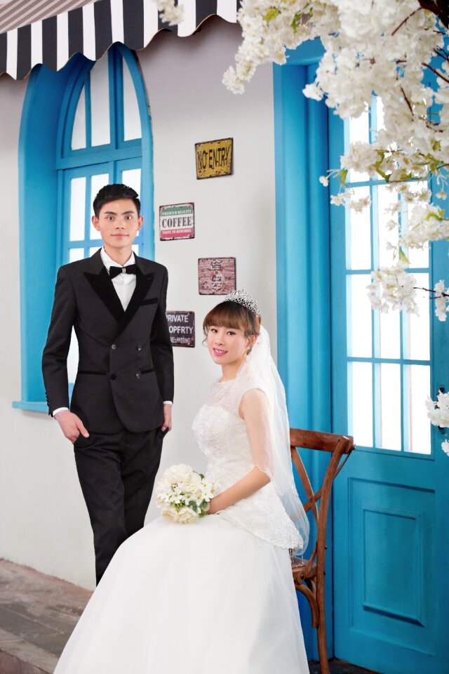 Romantic bride the groom