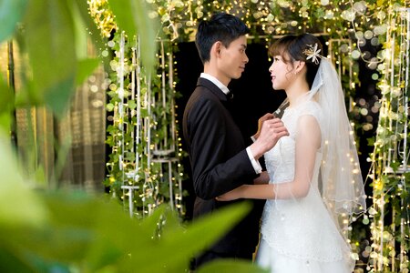 Romantic bride the groom