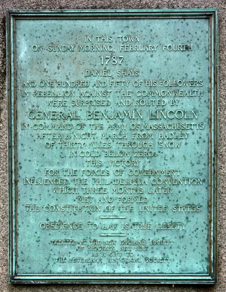 Daniel Shays' Rebellion marker - Petersham, Massachusetts - DSC07274