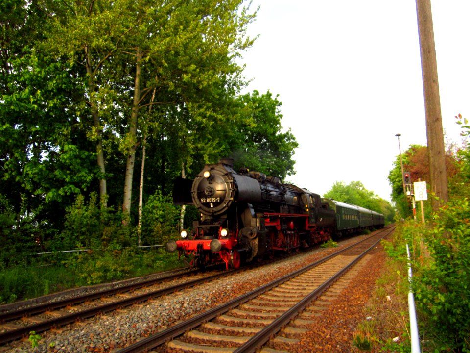 Dampflok 55 8079-7 kurz vor dem Langebrücker Bahnhof
