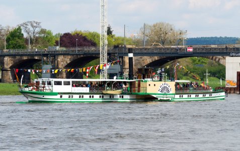 Dampfer Krippen auf der Elbe vor Albertbrücke 2