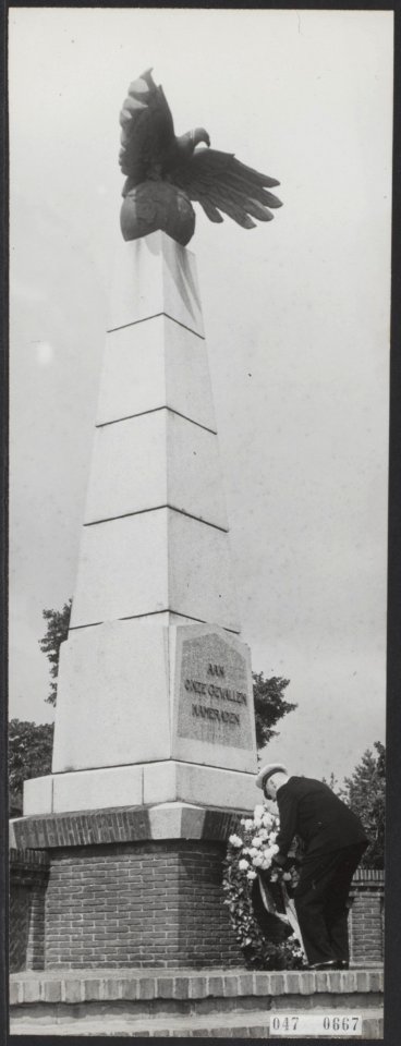 De Koninklijke Luchtmacht bestaat 40 jaar. Bij het vliegermonument op Soesterber, Bestanddeelnr 047-0667