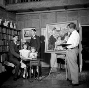 De kunstenaar Eppo Doeve schildert de kinderen van de familie Martineau,Old Lodg, Bestanddeelnr 254-2899