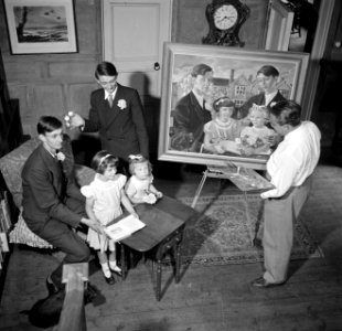 De kunstenaar Eppo Doeve schildert de kinderen van de familie Martineau,Old Lodg, Bestanddeelnr 254-2898