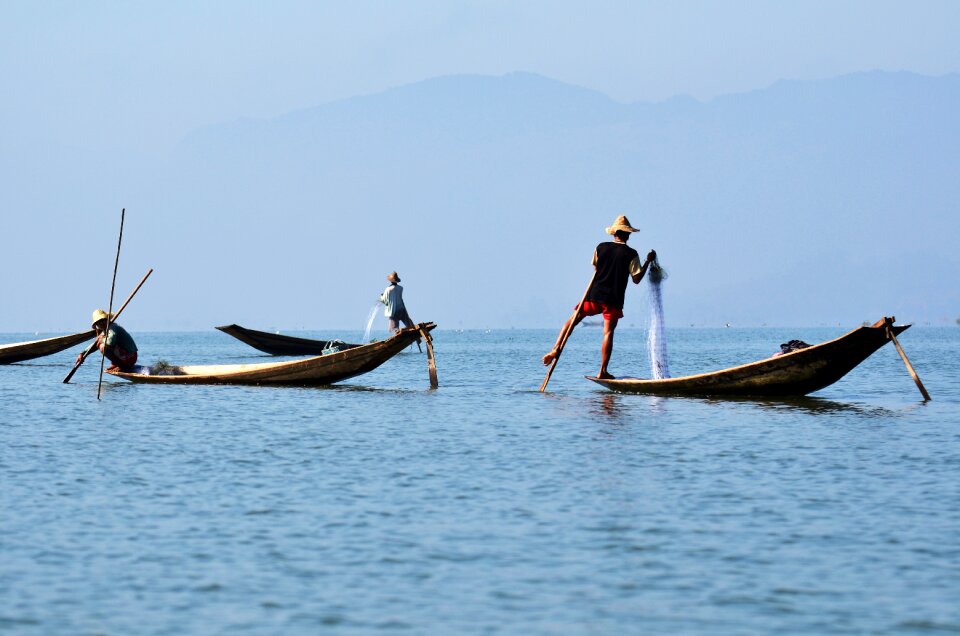 Myanmar fisherman bamboo basket