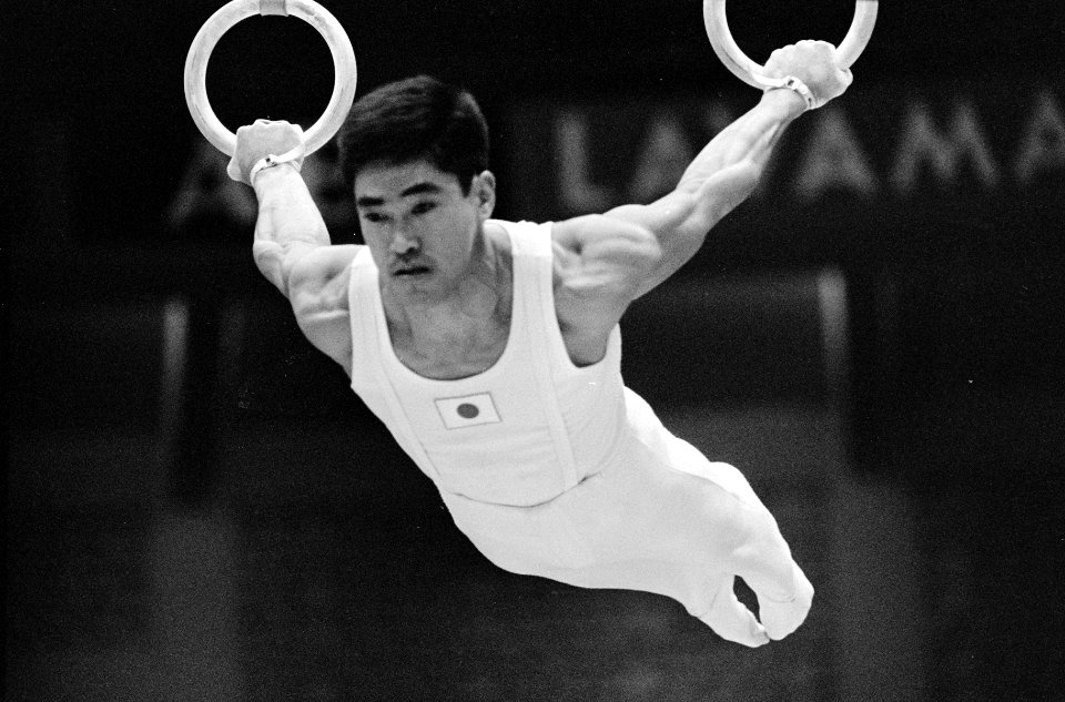 De Japanse oud-wereldkampioen Yukio Endo in aktie aan de ringen, Bestanddeelnr 919-5870