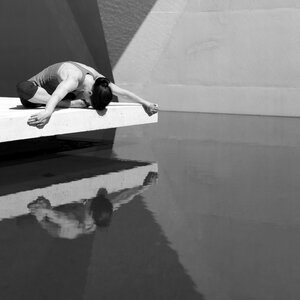 Girl woman gray yoga