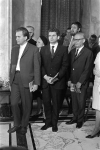 De loting met v.l.n.r. Larsen, Botwinnik, Donner en Spassky, Bestanddeelnr 923-4487