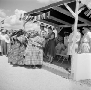 De koningin krijgt in Nickerie door vertegenwoordigers van de Creoolse bevolking, Bestanddeelnr 252-4616